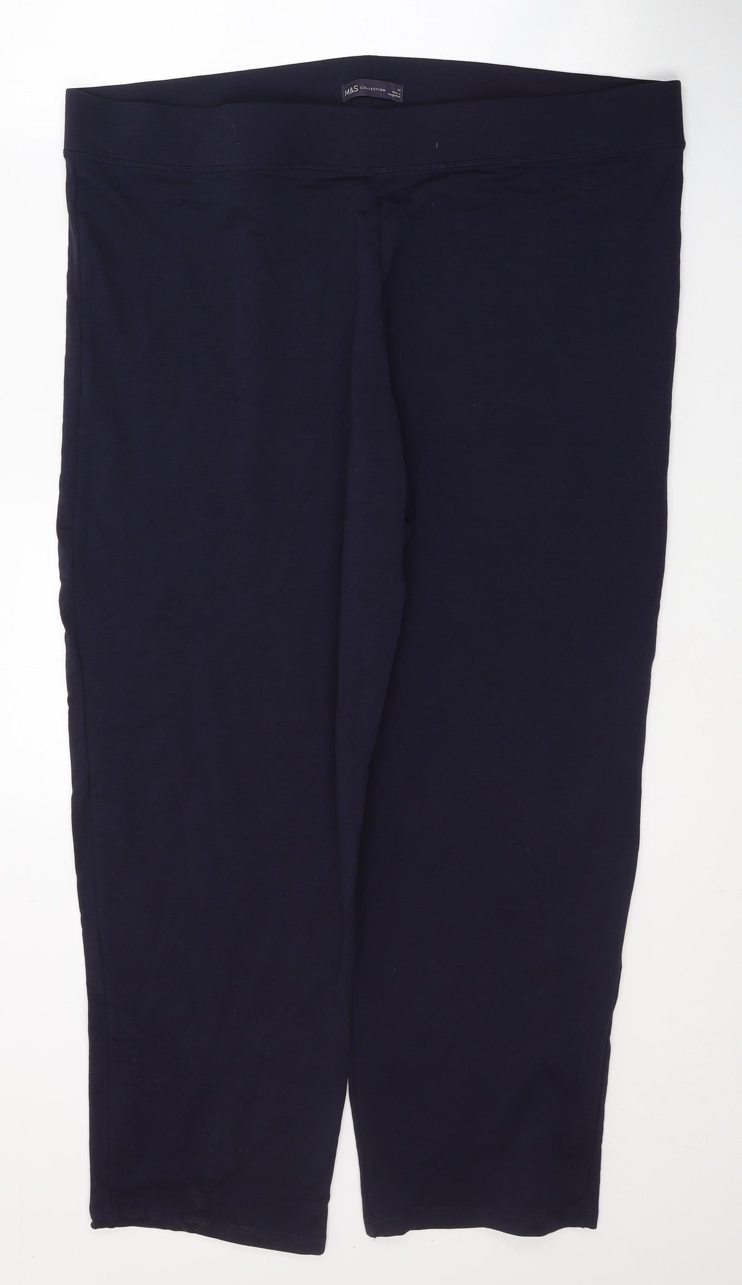 Marks and Spencer Womens Blue  Cotton Sweatpants Trousers Size 22 L29 in Regular Pullover