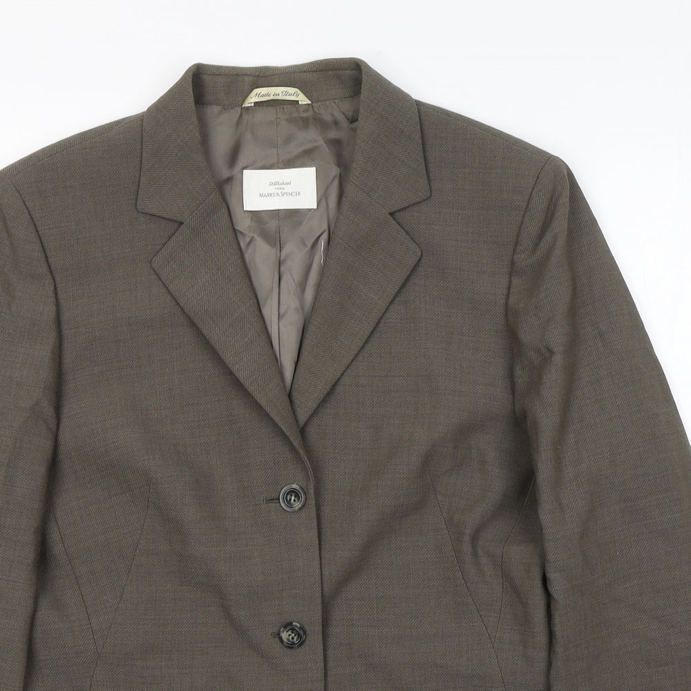 Marks and Spencer Womens Brown  Polyester Jacket Suit Jacket Size 14