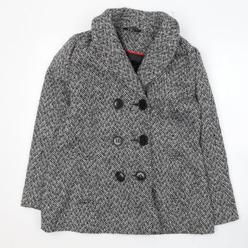 Classics Womens White Striped  Pea Coat Coat Size 12  Button