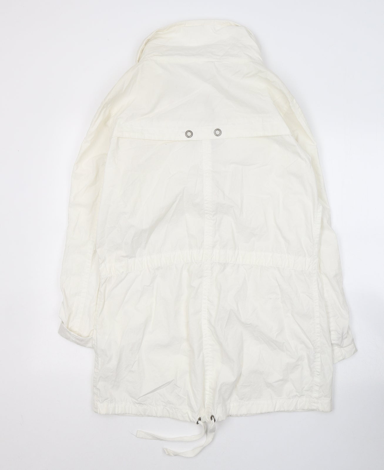 Denim & Co. Womens White   Trench Coat Coat Size 10  Zip
