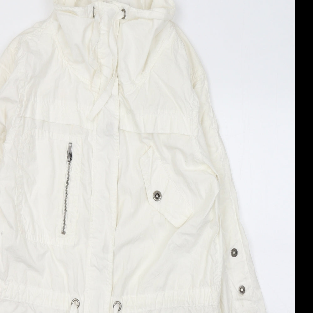 Denim & Co. Womens White   Trench Coat Coat Size 10  Zip