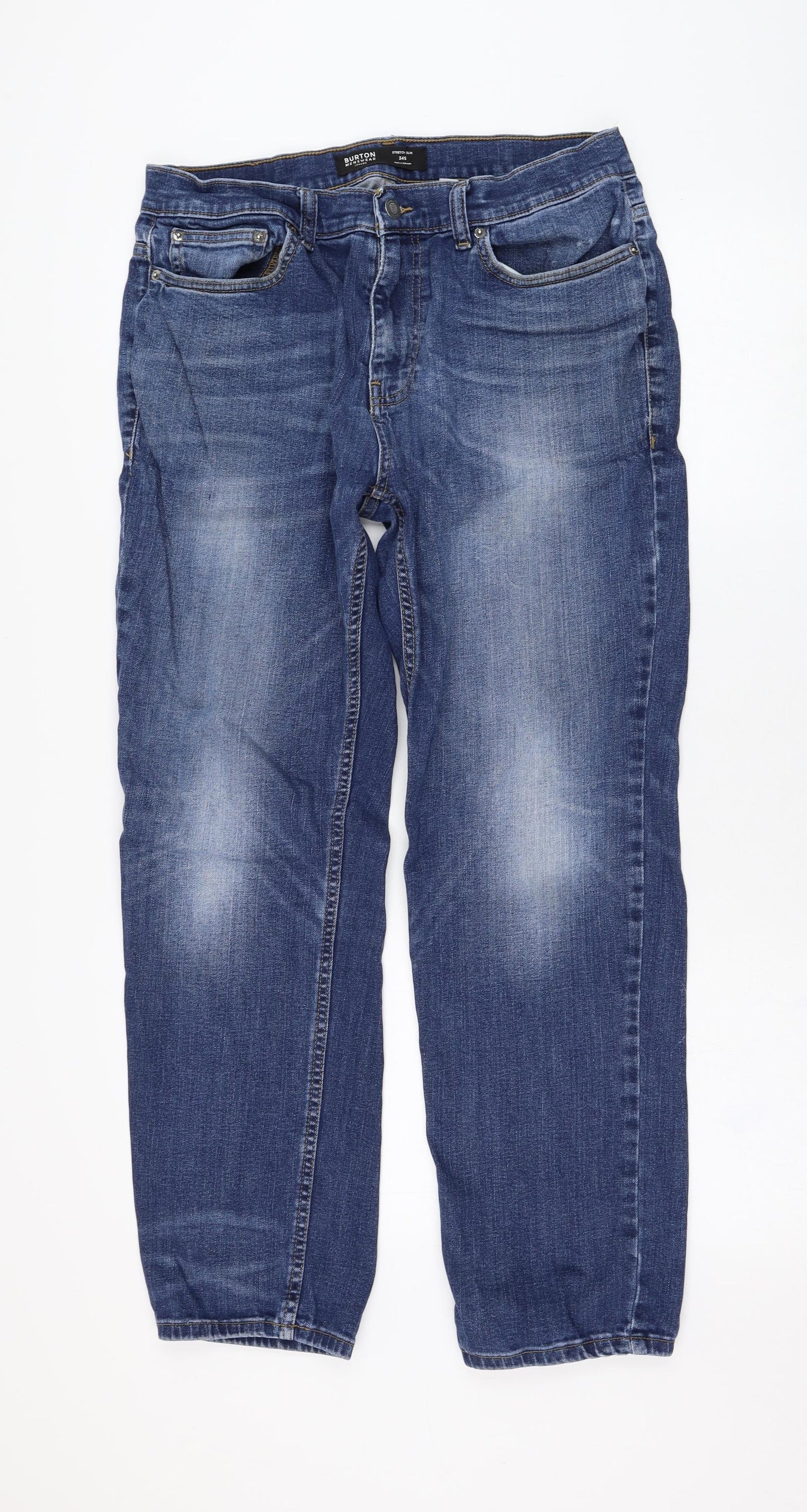 Burton Mens Blue  Cotton Straight Jeans Size 34 in L28 in Regular Zip