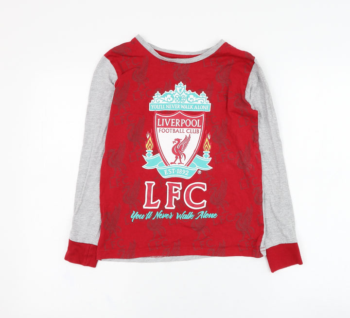 Dunnes Stores Boys Red  Cotton Basic T-Shirt Size 9-10 Years Round Neck Pullover - Liverpool Football Club