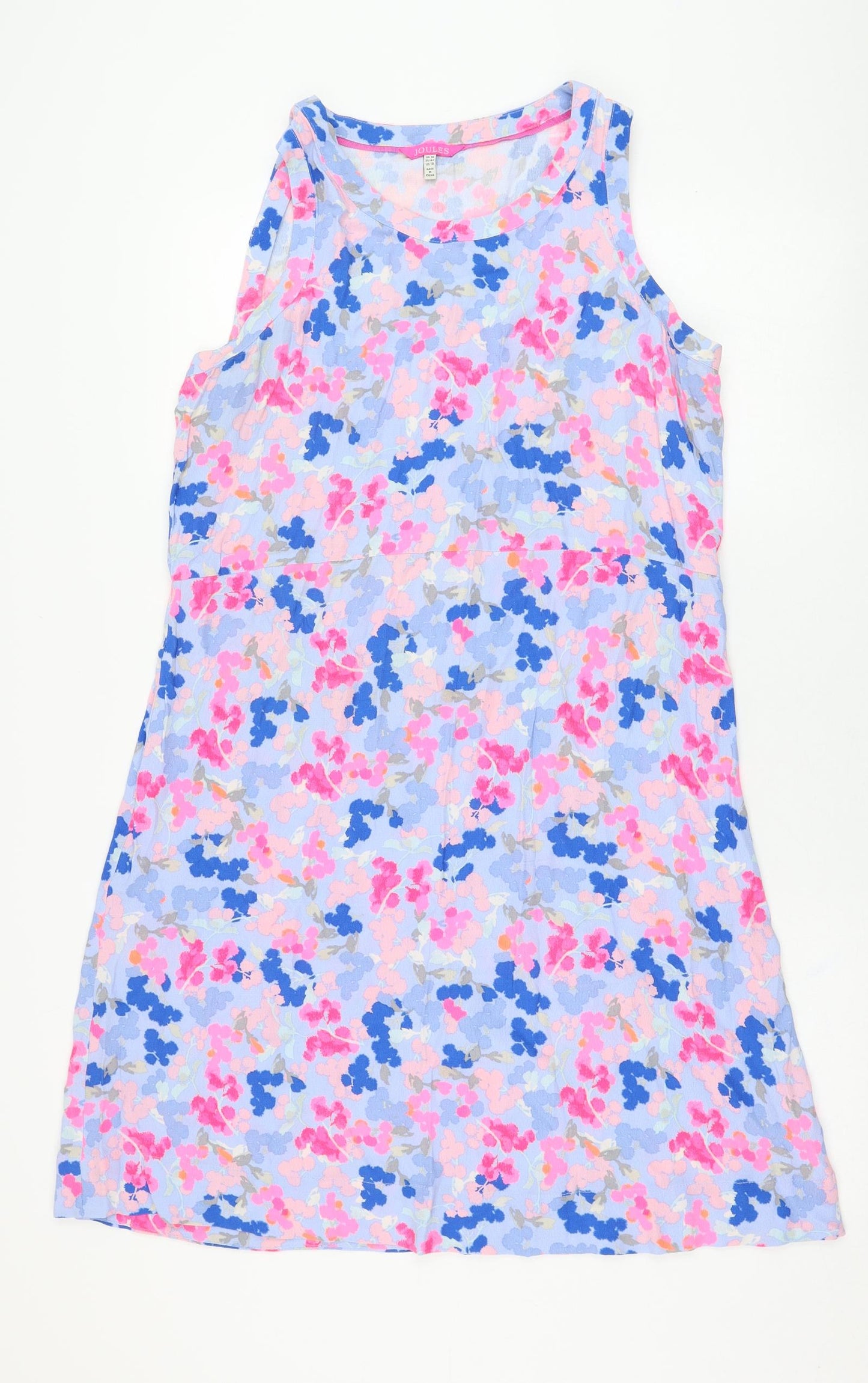 Joules Womens Blue Floral Viscose Tank Dress  Size 14  Round Neck Pullover