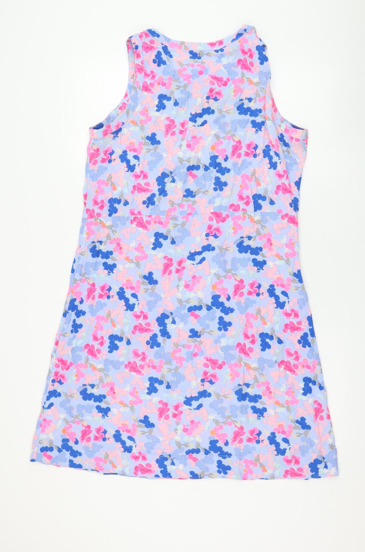 Joules Womens Blue Floral Viscose Tank Dress  Size 14  Round Neck Pullover