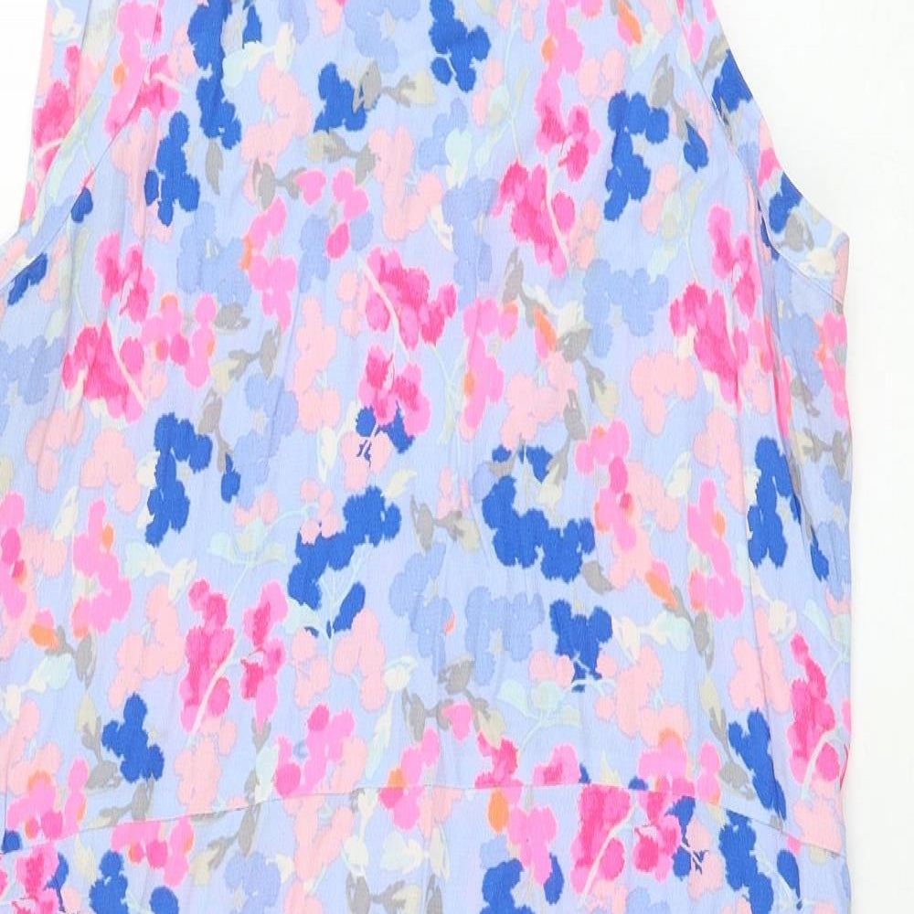 Joules Womens Blue Floral Viscose Tank Dress  Size 14  Round Neck Pullover