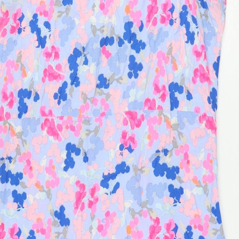 Joules Womens Blue Floral Viscose Tank Dress  Size 14  Round Neck Pullover