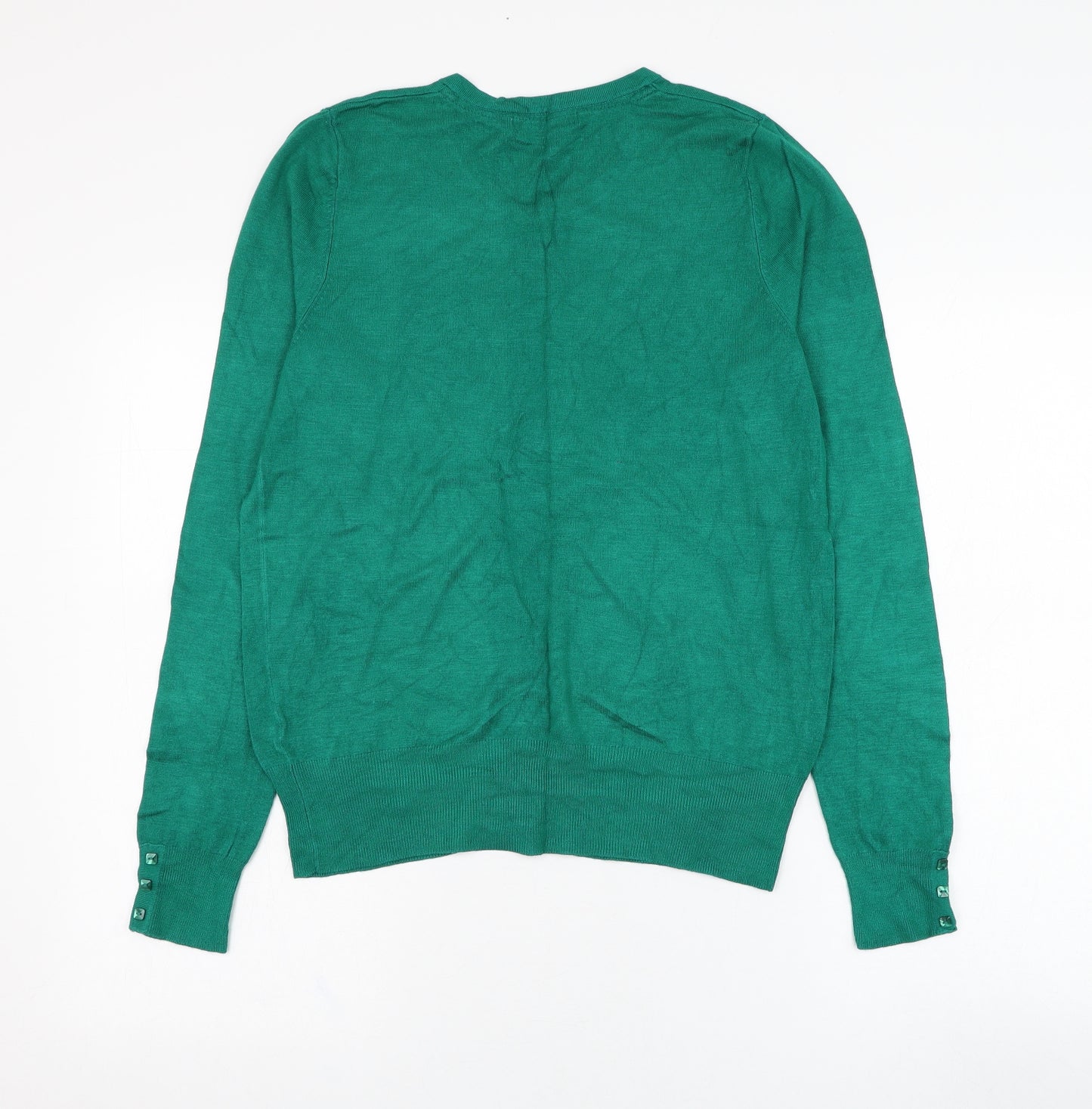TU Womens Green Round Neck  Viscose Cardigan Jumper Size 14