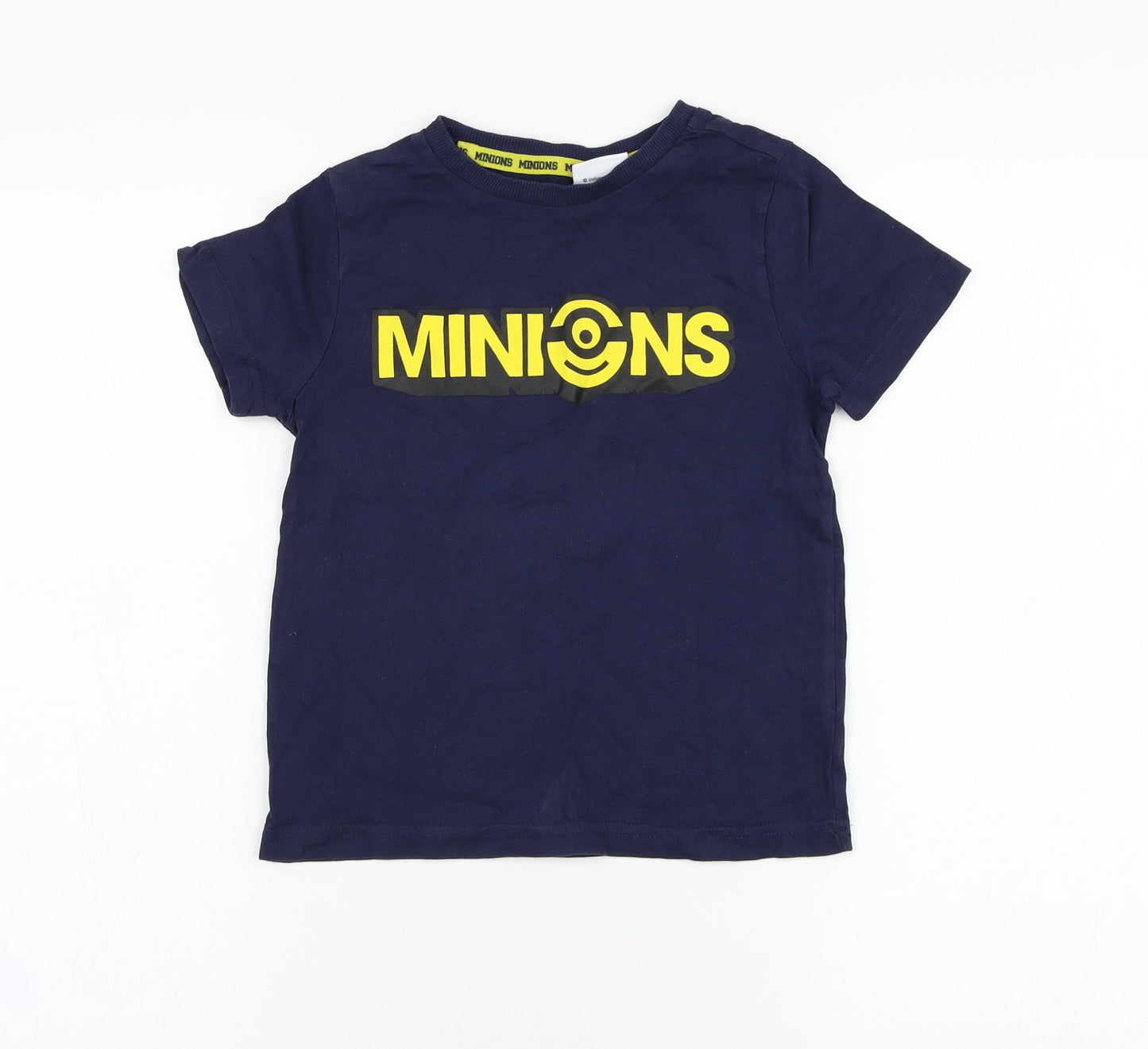F&F Boys Blue  Cotton Basic T-Shirt Size 4-5 Years Round Neck Pullover - Minions
