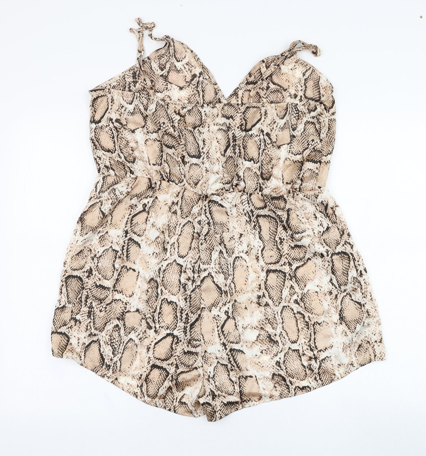 SheIn Womens Brown Animal Print Polyester Playsuit One-Piece Size XL L3 in Pullover