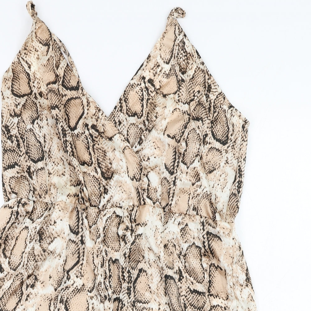 SheIn Womens Brown Animal Print Polyester Playsuit One-Piece Size XL L3 in Pullover