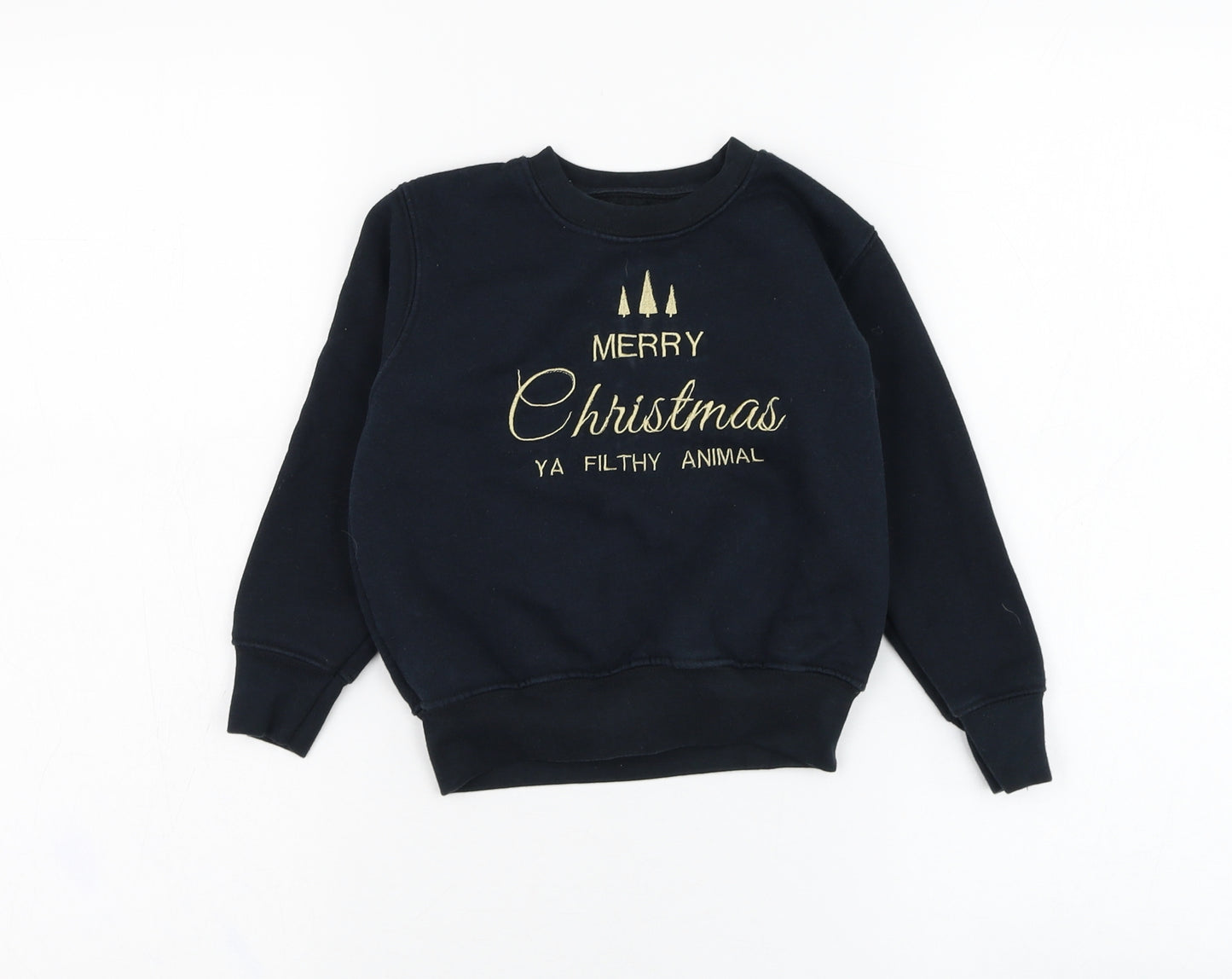 Preworn Boys Black  Cotton Pullover Sweatshirt Size 2-3 Years  Pullover - Christmas, Slogan