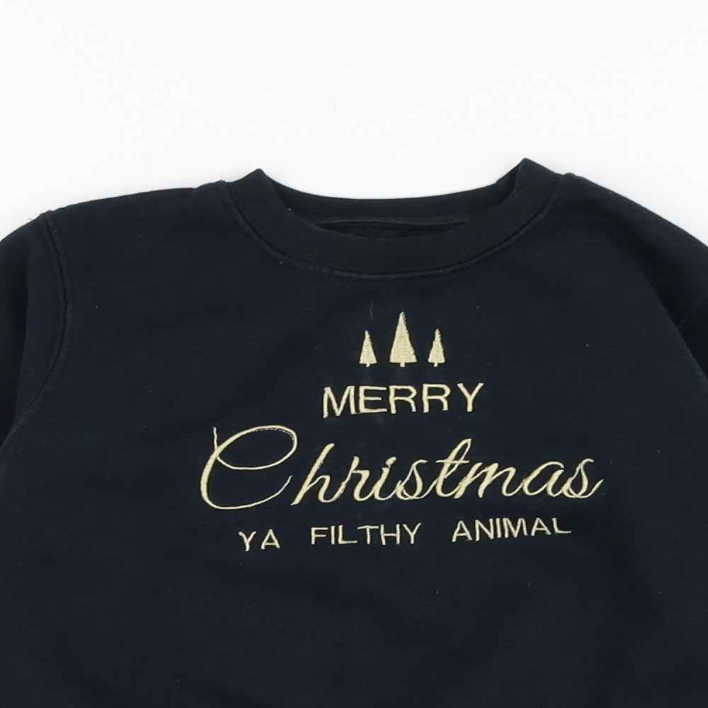 Preworn Boys Black  Cotton Pullover Sweatshirt Size 2-3 Years  Pullover - Christmas, Slogan
