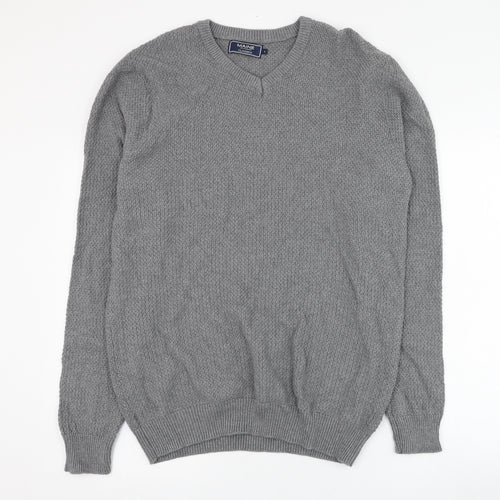 Debenhams Mens Grey V-Neck  Cotton Pullover Jumper Size S