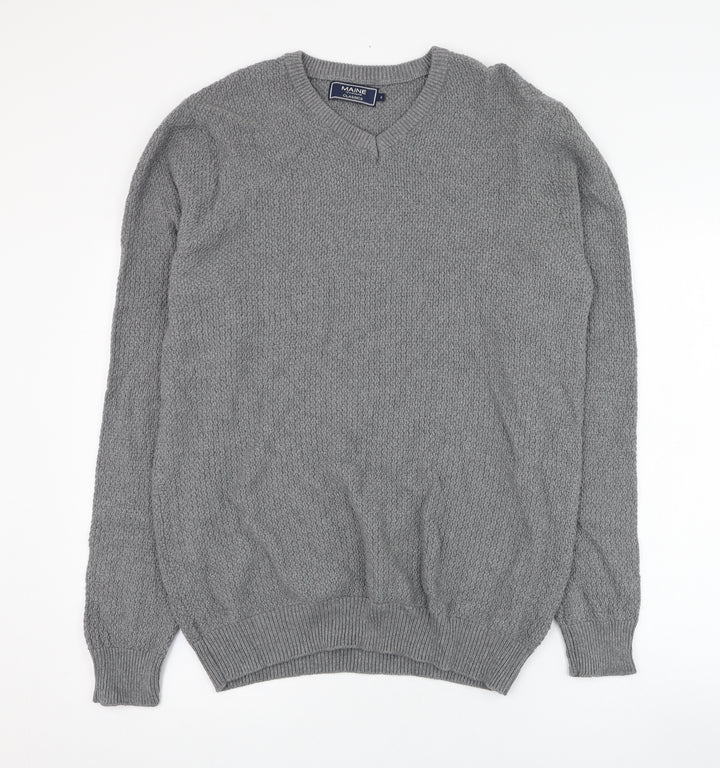 Debenhams Mens Grey V-Neck Cotton Pullover Jumper Size S