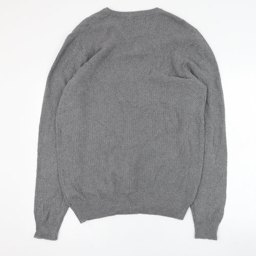 Debenhams Mens Grey V-Neck  Cotton Pullover Jumper Size S
