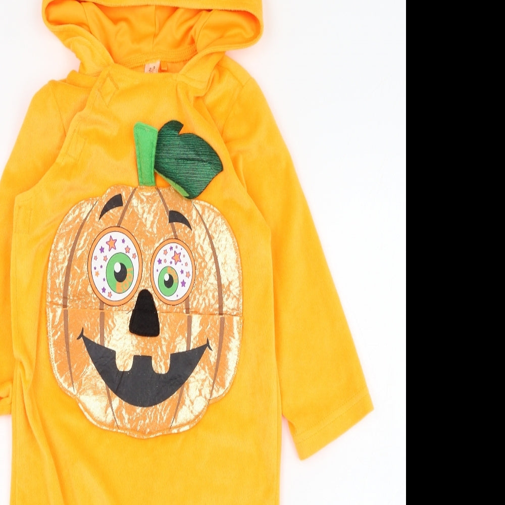 George Boys Orange Solid Polyester  One Piece Size 2-3 Years  Hook & Loop - Pumkin