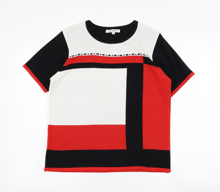 Annabelle Womens Black Geometric Acrylic Pullover Sweatshirt Size M Pullover