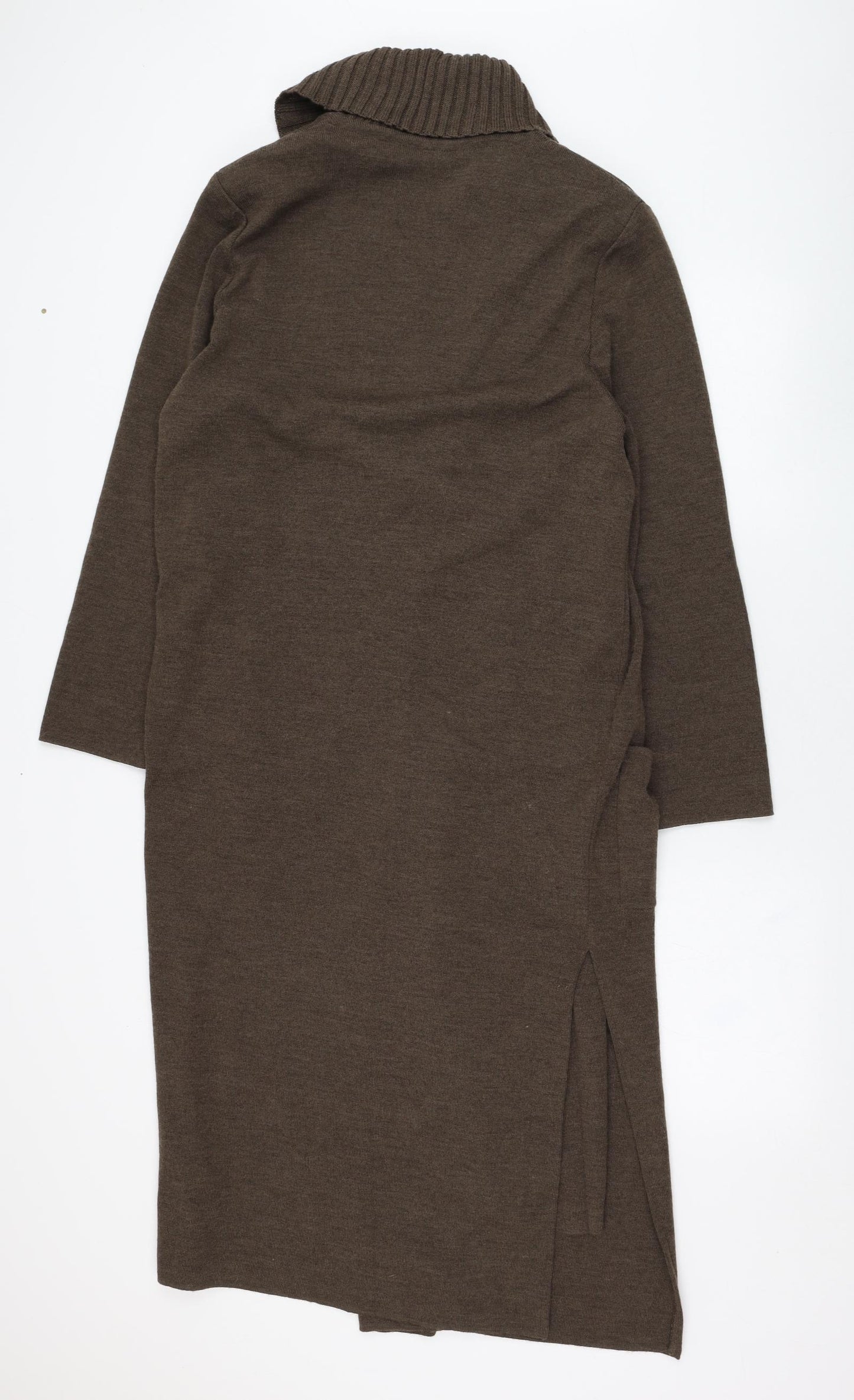 LUCIA Womens Brown  Wool Jumper Dress  Size 18  Roll Neck Button