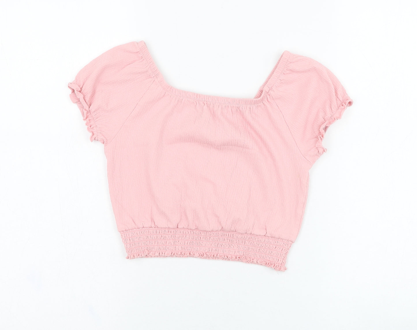 George Girls Pink  Cotton Basic Blouse Size 7-8 Years Round Neck Pullover