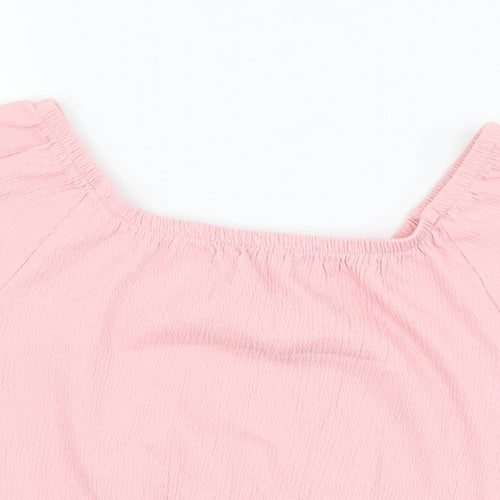 George Girls Pink  Cotton Basic Blouse Size 7-8 Years Round Neck Pullover
