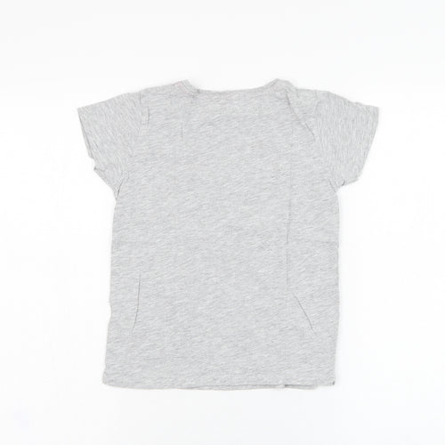 Pep&co Girls Grey  Cotton Basic T-Shirt Size 8-9 Years Round Neck Pullover - Queen of sass