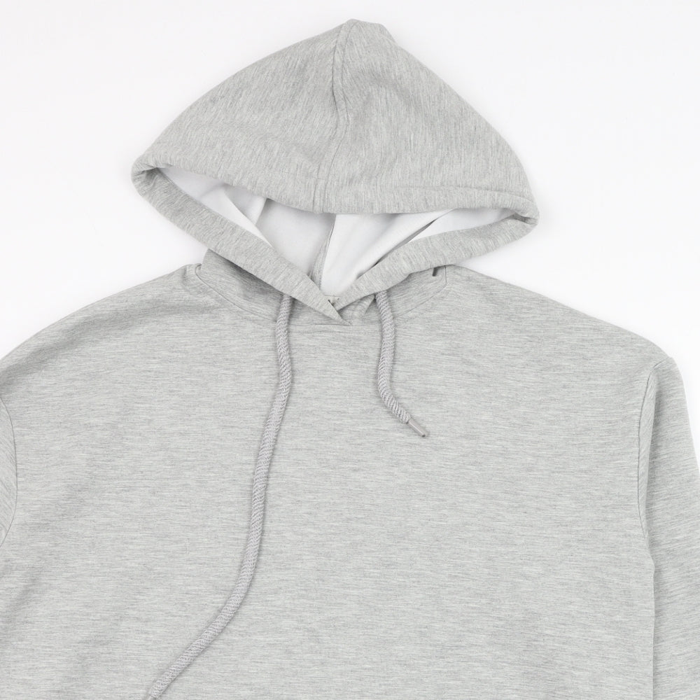 Stradivarius Mens Grey  Polyester Pullover Hoodie Size S