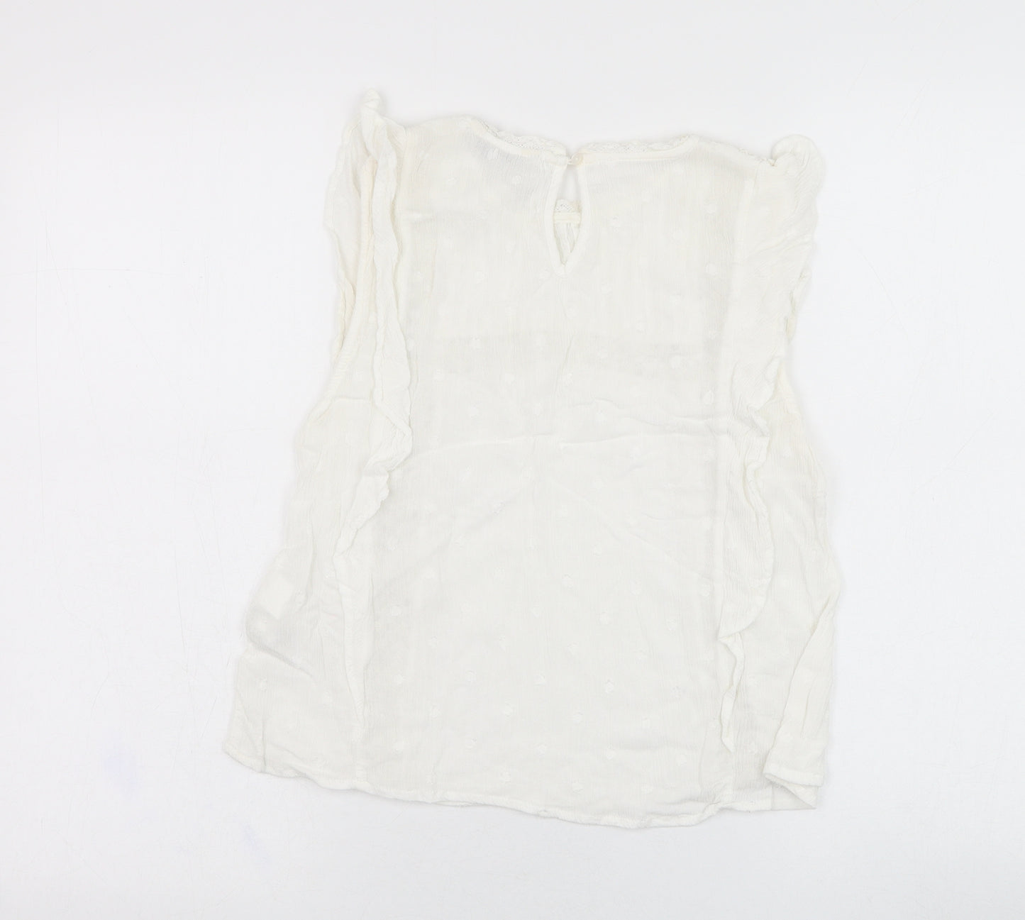 Stradivarius Womens Ivory  Cotton Basic Blouse Size M Round Neck