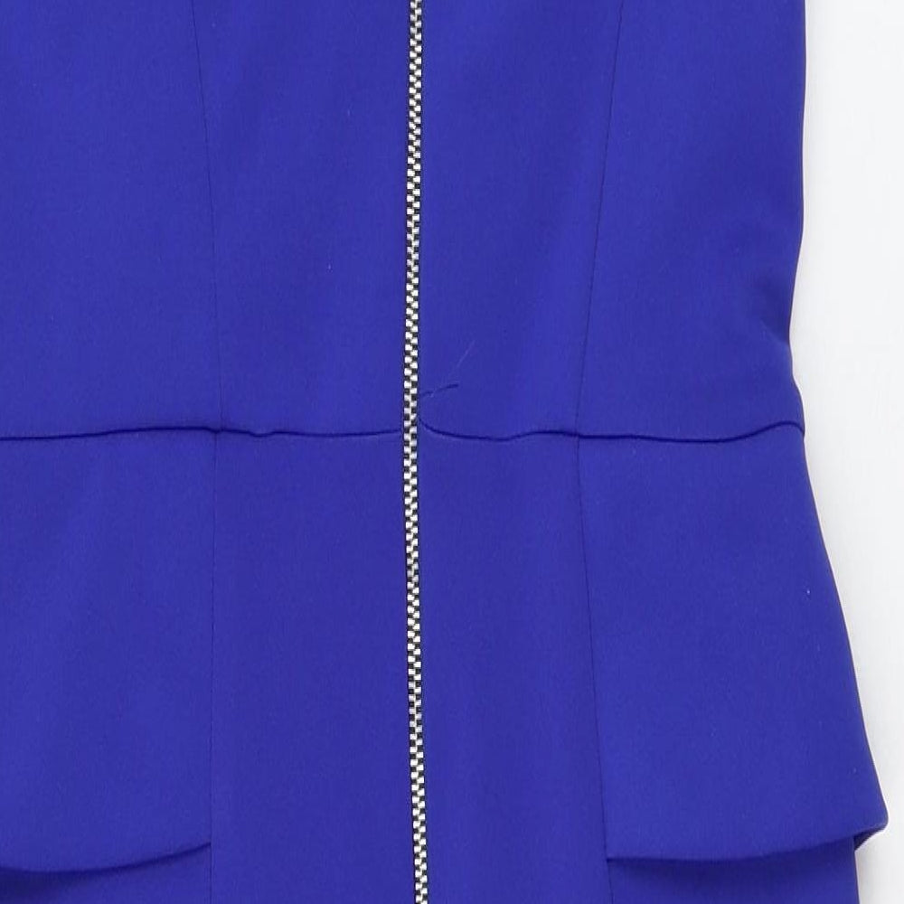 River Island Womens Blue  Polyester Pencil Dress  Size 10  Square Neck Zip