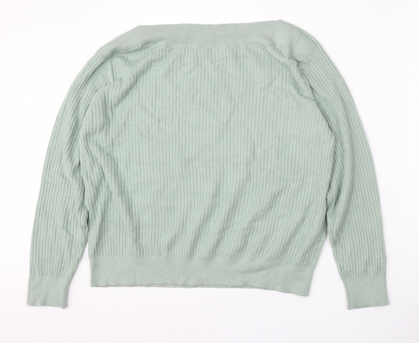 Nutmeg Womens Green Boat Neck  Viscose Pullover Jumper Size 14
