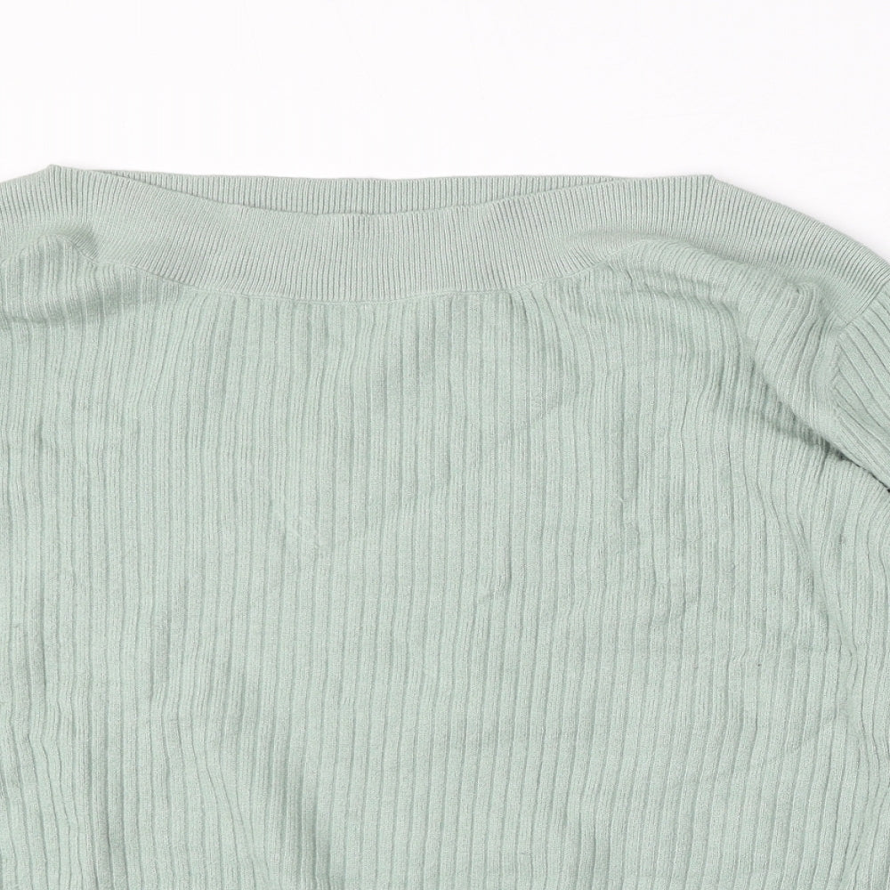 Nutmeg Womens Green Boat Neck  Viscose Pullover Jumper Size 14