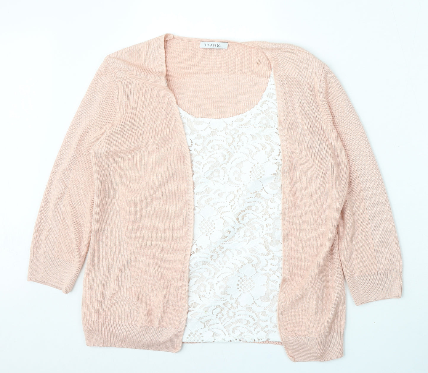 Marks and Spencer Womens Pink Round Neck  Acrylic Cardigan Jumper Size 12