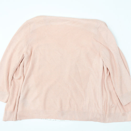 Marks and Spencer Womens Pink Round Neck  Acrylic Cardigan Jumper Size 12