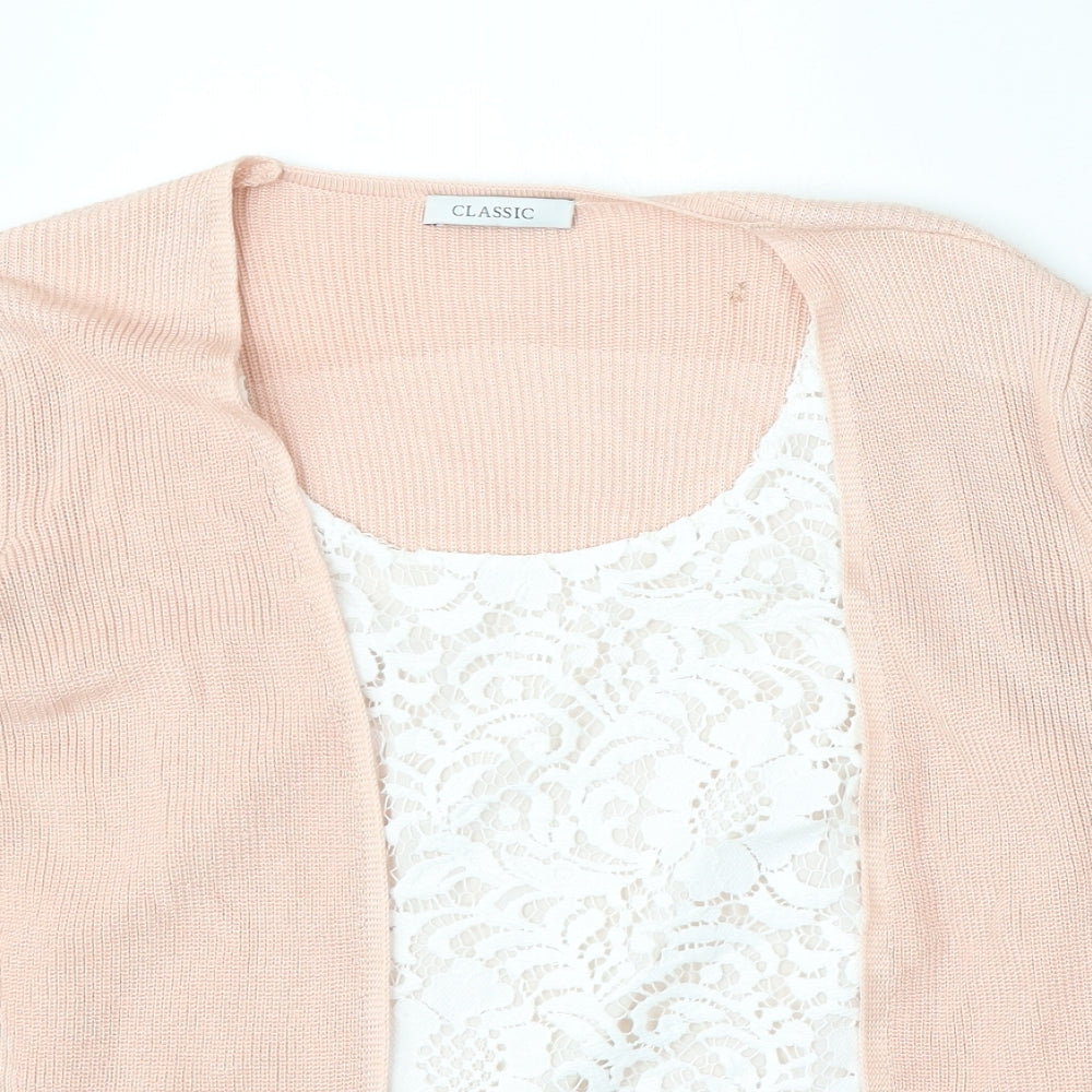Marks and Spencer Womens Pink Round Neck  Acrylic Cardigan Jumper Size 12
