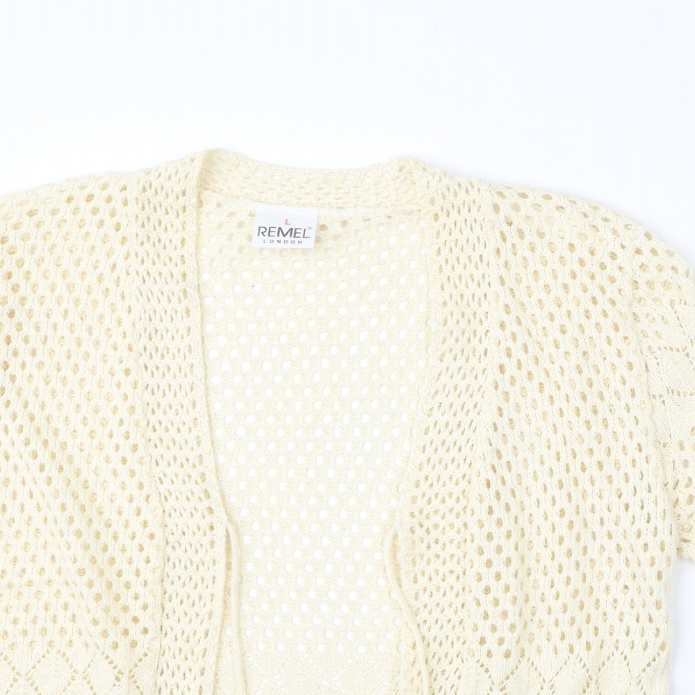 Remel London Womens Beige V-Neck  Cotton Cardigan Jumper Size L