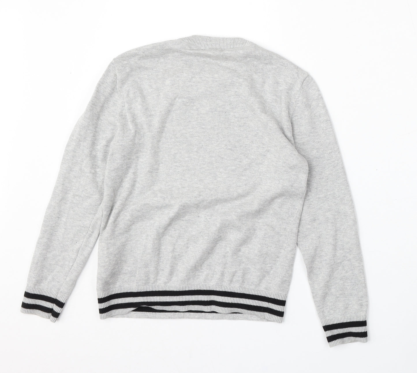 H&M Girls Grey Round Neck  Cotton Pullover Jumper Size 6-7 Years