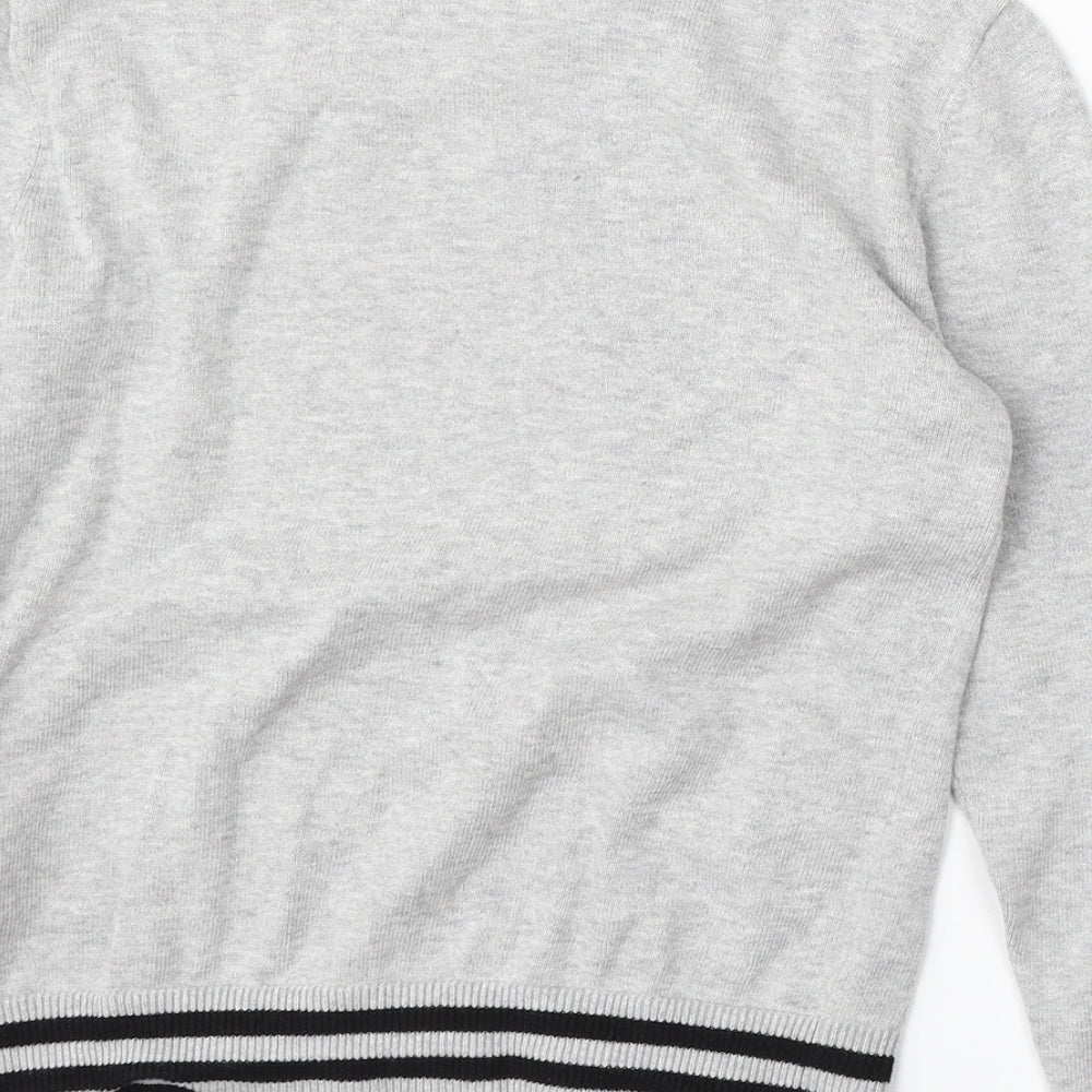 H&M Girls Grey Round Neck  Cotton Pullover Jumper Size 6-7 Years