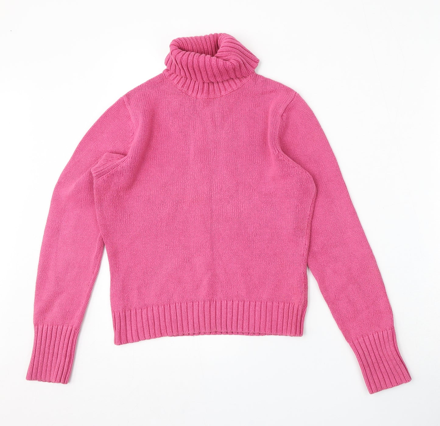 Marks and Spencer Womens Pink Roll Neck  Cotton Pullover Jumper Size 8