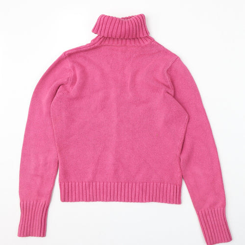 Marks and Spencer Womens Pink Roll Neck  Cotton Pullover Jumper Size 8