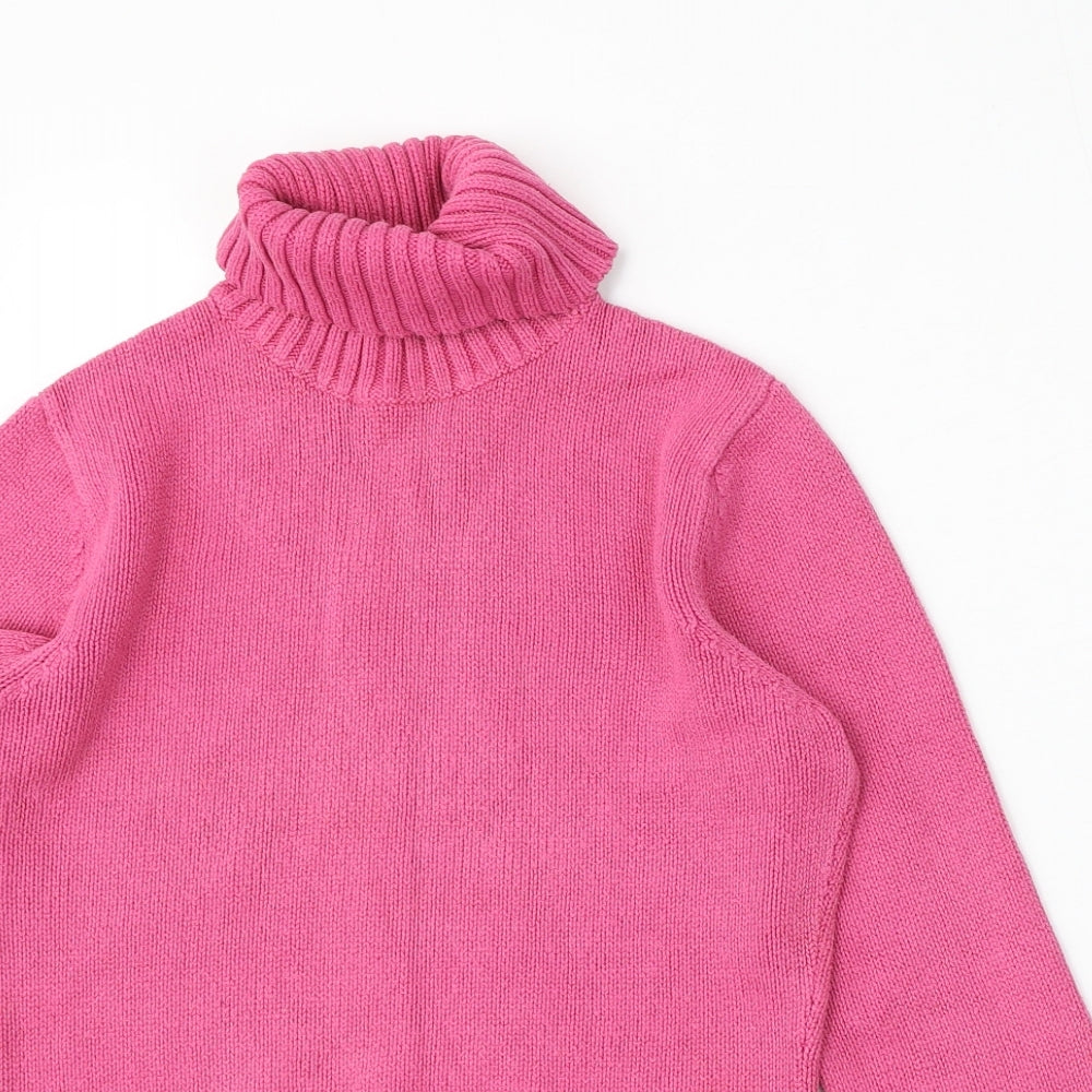 Marks and Spencer Womens Pink Roll Neck  Cotton Pullover Jumper Size 8