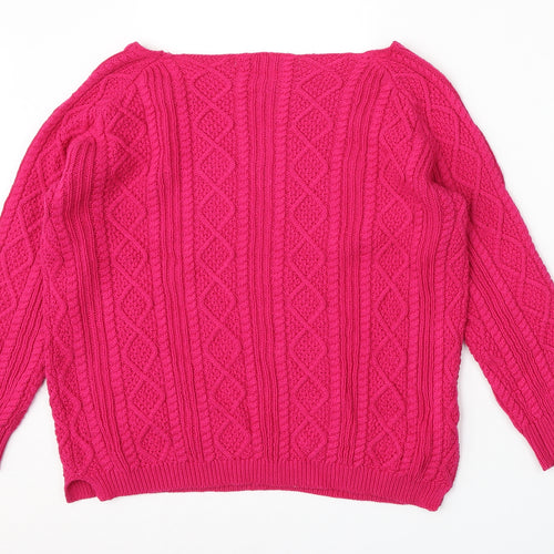 Tru Collection Womens Pink Boat Neck  Cotton Pullover Jumper Size M