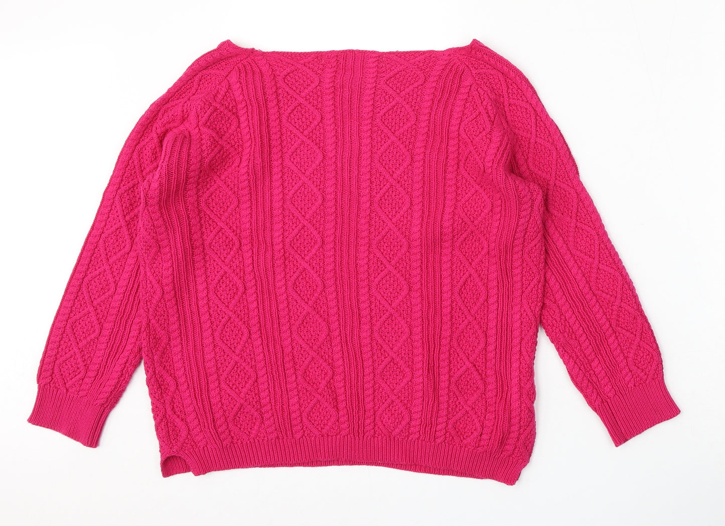 Tru Collection Womens Pink Boat Neck  Cotton Pullover Jumper Size M