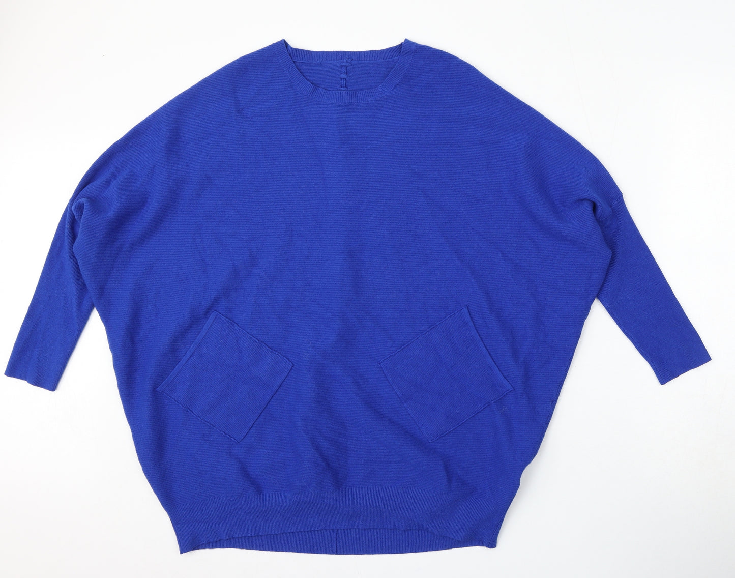 Preworn Womens Blue Round Neck  Viscose Pullover Jumper Size 16