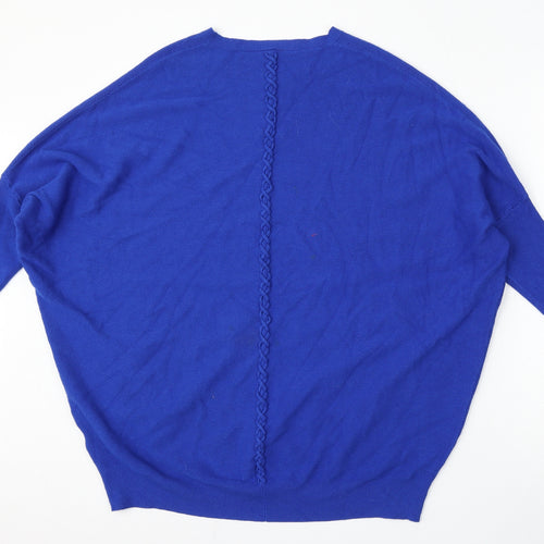 Preworn Womens Blue Round Neck  Viscose Pullover Jumper Size 16