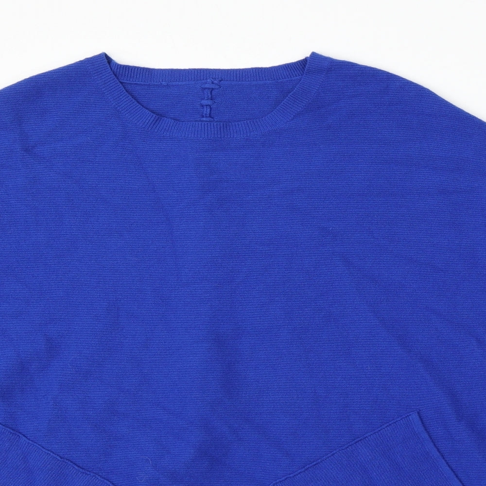 Preworn Womens Blue Round Neck  Viscose Pullover Jumper Size 16