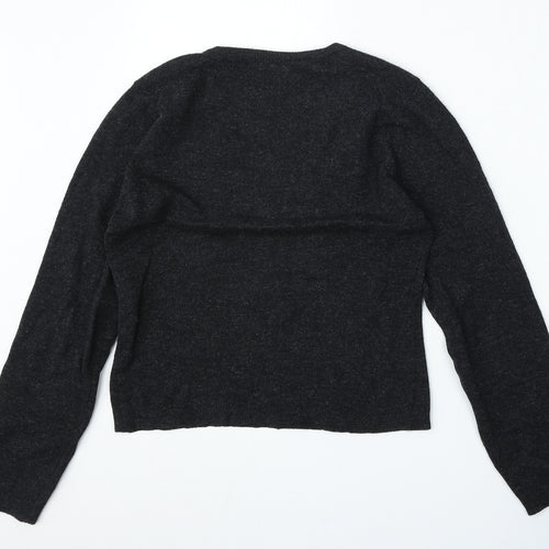 United Colors of Benetton Mens Black V-Neck  Wool Pullover Jumper Size S