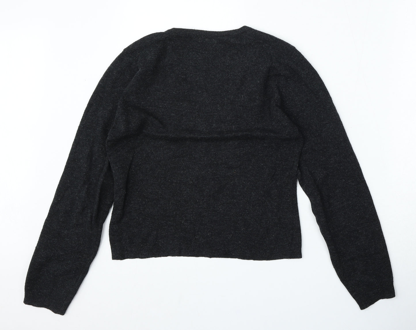 United Colors of Benetton Mens Black V-Neck  Wool Pullover Jumper Size S