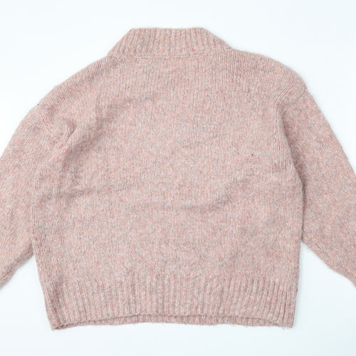 TU Womens Pink V-Neck  Acrylic Pullover Jumper Size L
