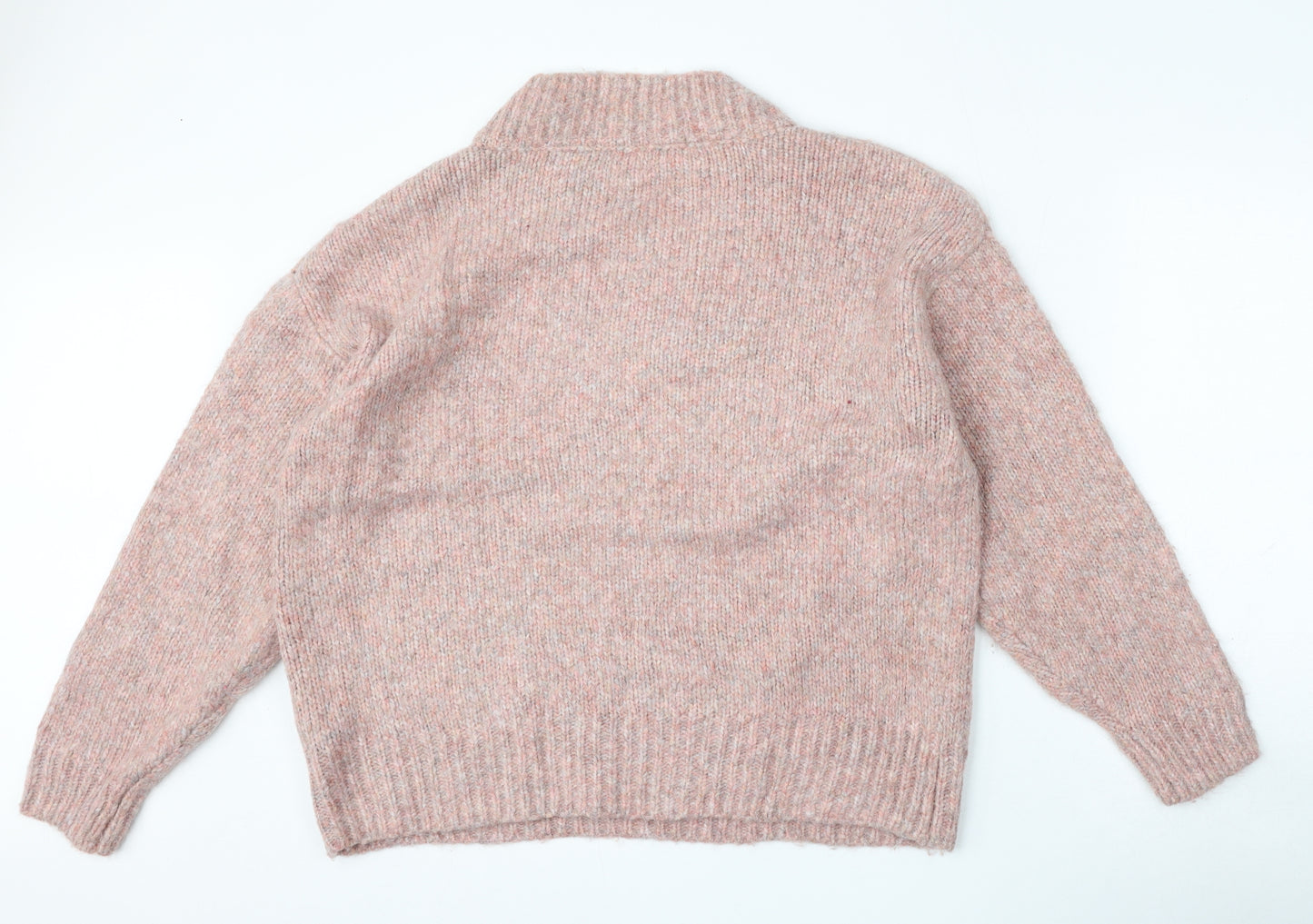 TU Womens Pink V-Neck  Acrylic Pullover Jumper Size L