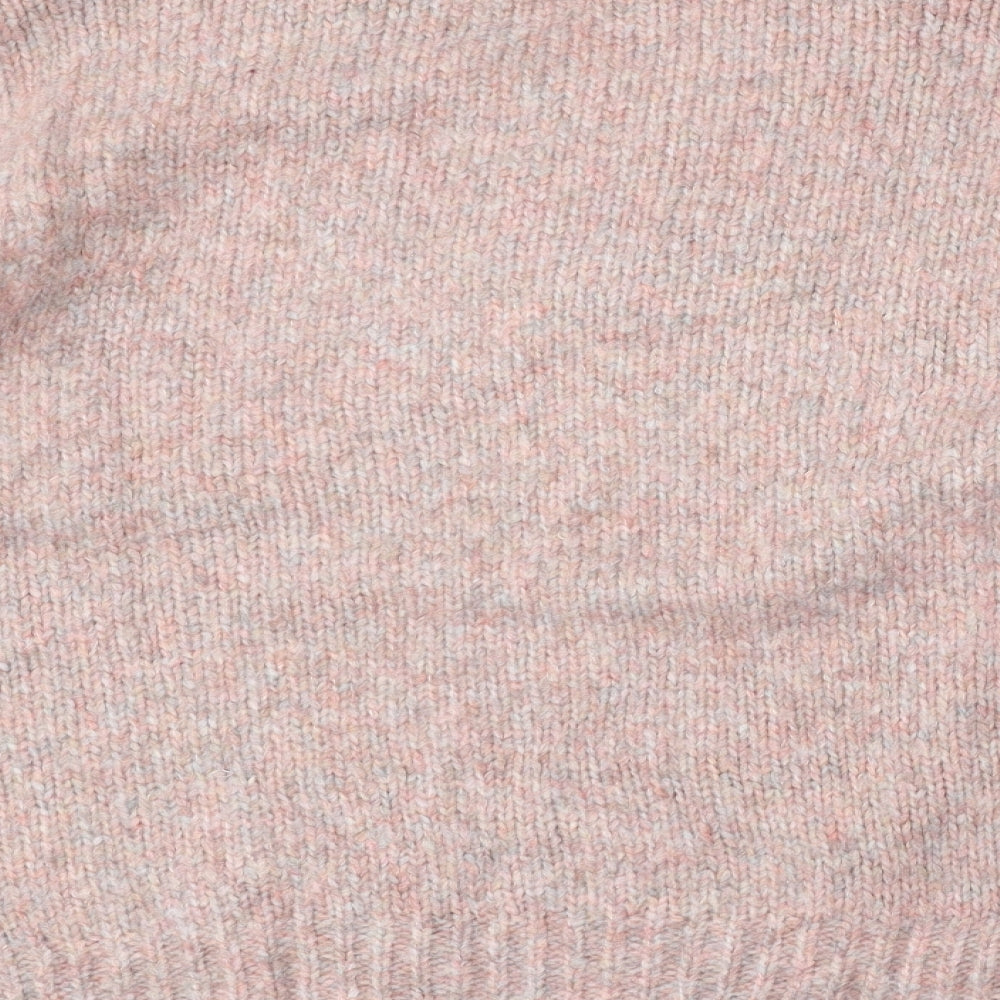TU Womens Pink V-Neck  Acrylic Pullover Jumper Size L